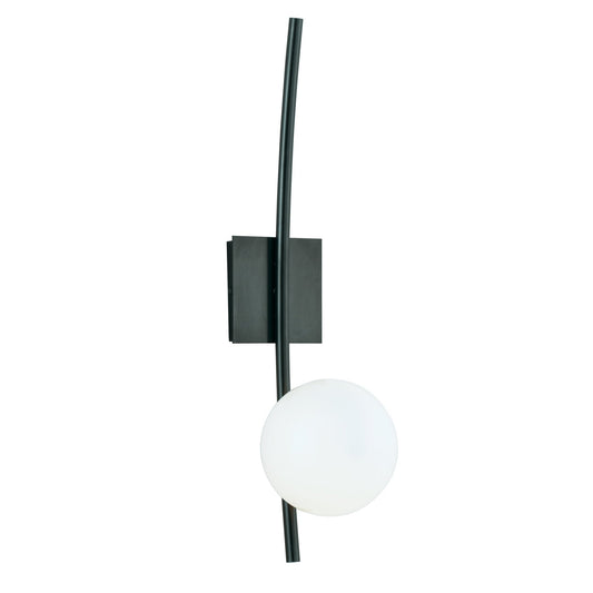 Norwell Lighting Perch 24" x 6" 1-Light Acid Dipped Black Indoor Wall Sconce With Opal Glass Diffuser