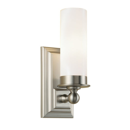 Norwell Lighting Richmond 11" x 4" 1-Light Brushed Nickel Vanity Wall Sconce With Matte Opal Glass Diffuser