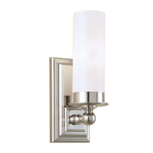 Norwell Lighting Richmond 11" x 4" 1-Light Polished Nickel Vanity Wall Sconce With Matte Opal Glass Diffuser
