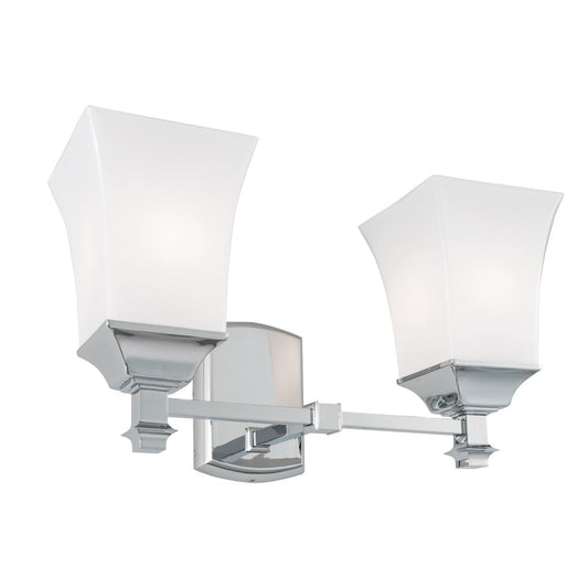 Norwell Lighting Sapphire 6" x 16" 2-Light Chrome Vanity Wall Sconce With Shiny Opal Glass Diffuser