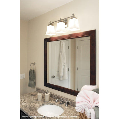 Norwell Lighting Sapphire 6" x 4" 1-Light Sconce Chrome Vanity Light With Shiny Opal Glass Diffuser