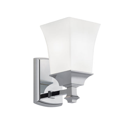 Norwell Lighting Sapphire 6" x 4" 1-Light Sconce Chrome Vanity Light With Shiny Opal Glass Diffuser