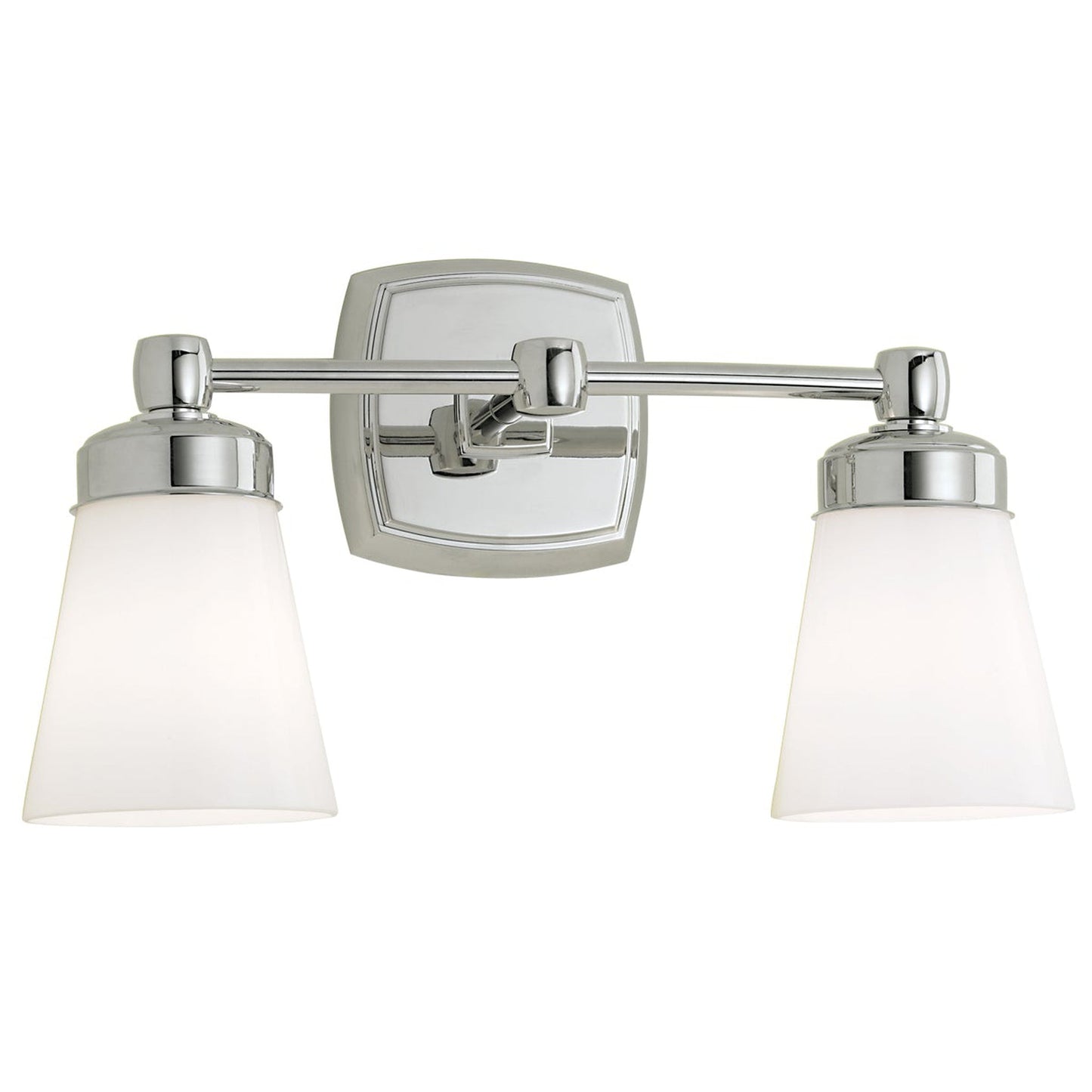 Norwell Lighting Soft Square 9" x 16" 2-Light Sconce Chrome Vanity Light With Shiny Opal Glass Diffuser