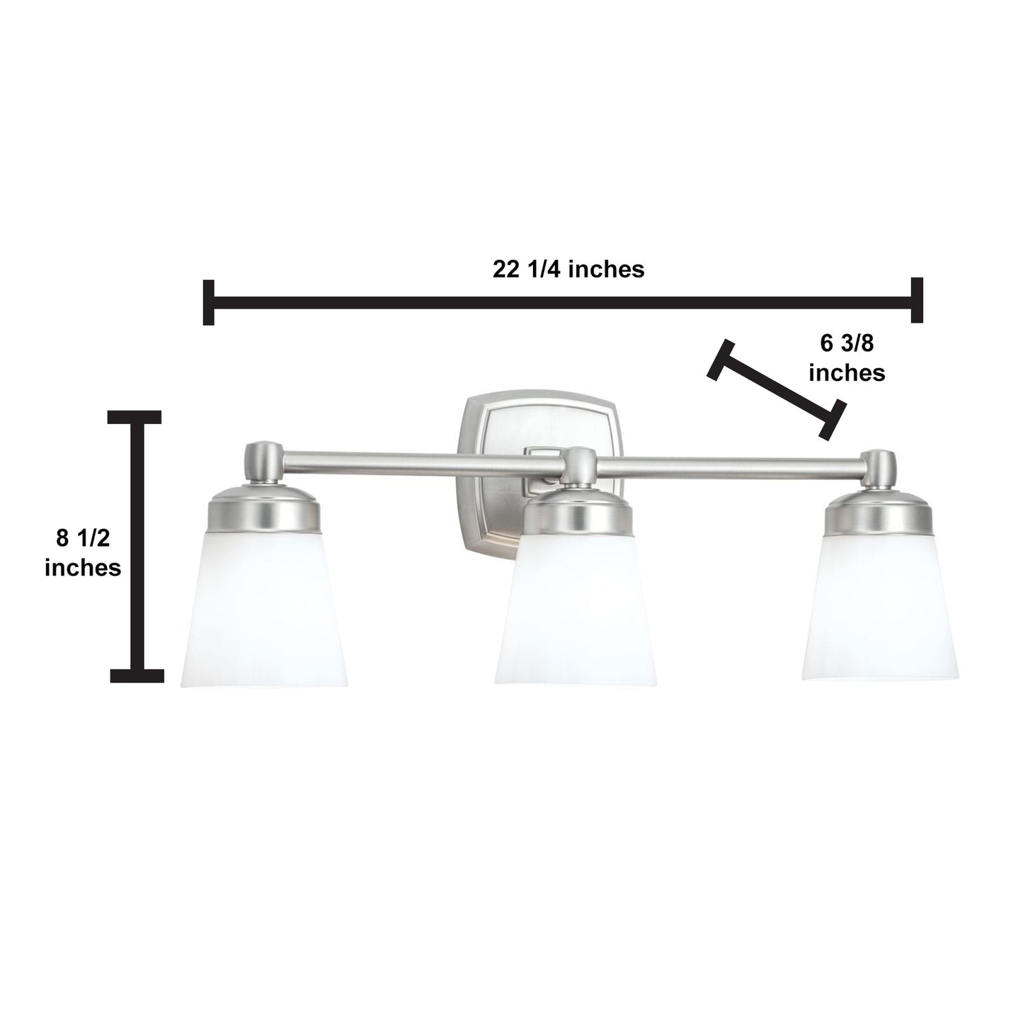 Norwell Lighting Soft Square 9" x 22" 3-Light Sconce Chrome Vanity Light With Shiny Opal Glass Diffuser