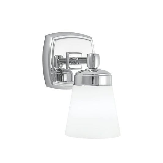 Norwell Lighting Soft Square 9" x 5" 1-Light Sconce Chrome Vanity Light With Shiny Opal Glass Diffuser