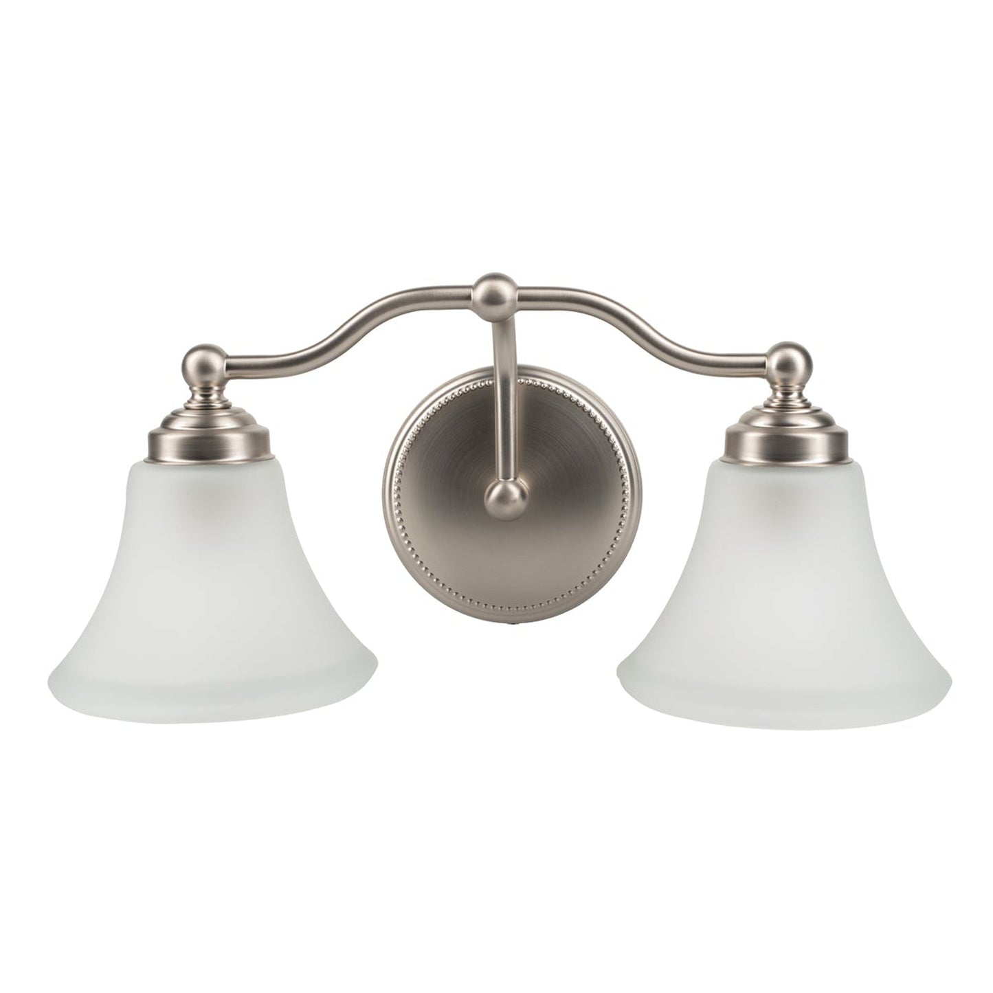 Norwell Lighting Soleil 8" x 18" 2-Light Sconce Brushed Nickel Vanity Light With Flared Glass Diffuser