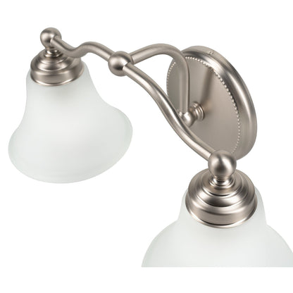 Norwell Lighting Soleil 8" x 18" 2-Light Sconce Brushed Nickel Vanity Light With Flared Glass Diffuser