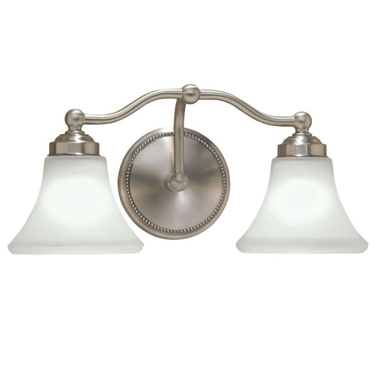 Norwell Lighting Soleil 8" x 18" 2-Light Sconce Brushed Nickel Vanity Light With Flared Glass Diffuser