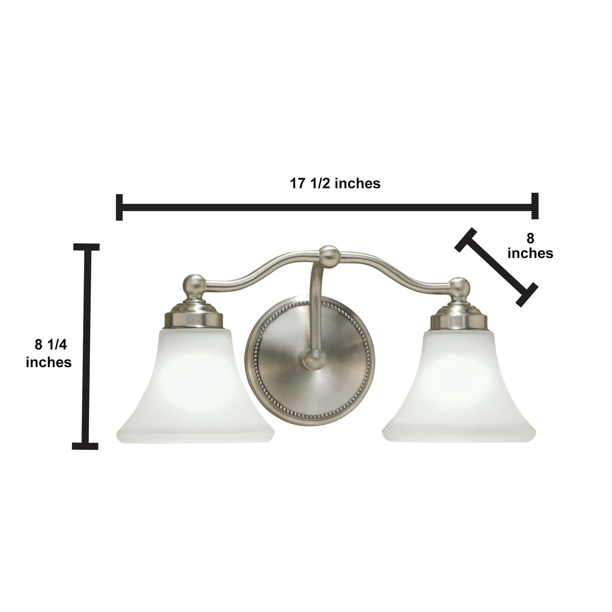 Norwell Lighting Soleil 8" x 18" 2-Light Sconce Chrome Vanity Light With Flared Glass Diffuser
