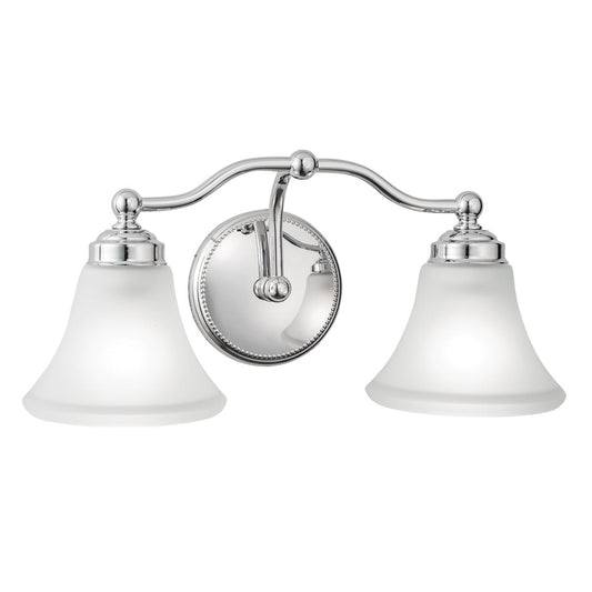 Norwell Lighting Soleil 8" x 18" 2-Light Sconce Chrome Vanity Light With Flared Glass Diffuser