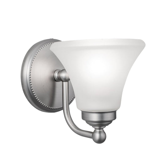 Norwell Lighting Soleil 8" x 7" 1-Light Sconce Brushed Nickel Vanity Light With Flared Glass Diffuser