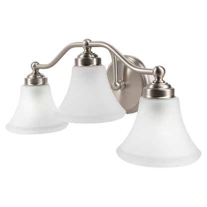 Norwell Lighting Soleil 9" x 22" 3-Light Sconce Brushed Nickel Vanity Light With Flared Glass Diffuser