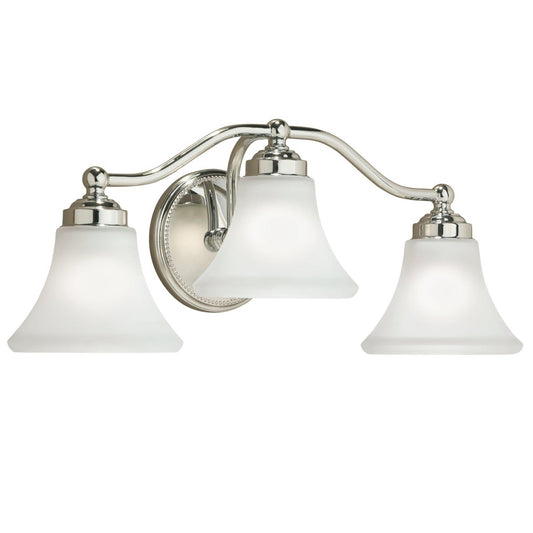 Norwell Lighting Soleil 9" x 22" 3-Light Sconce Chrome Vanity Light With Flared Glass Diffuser