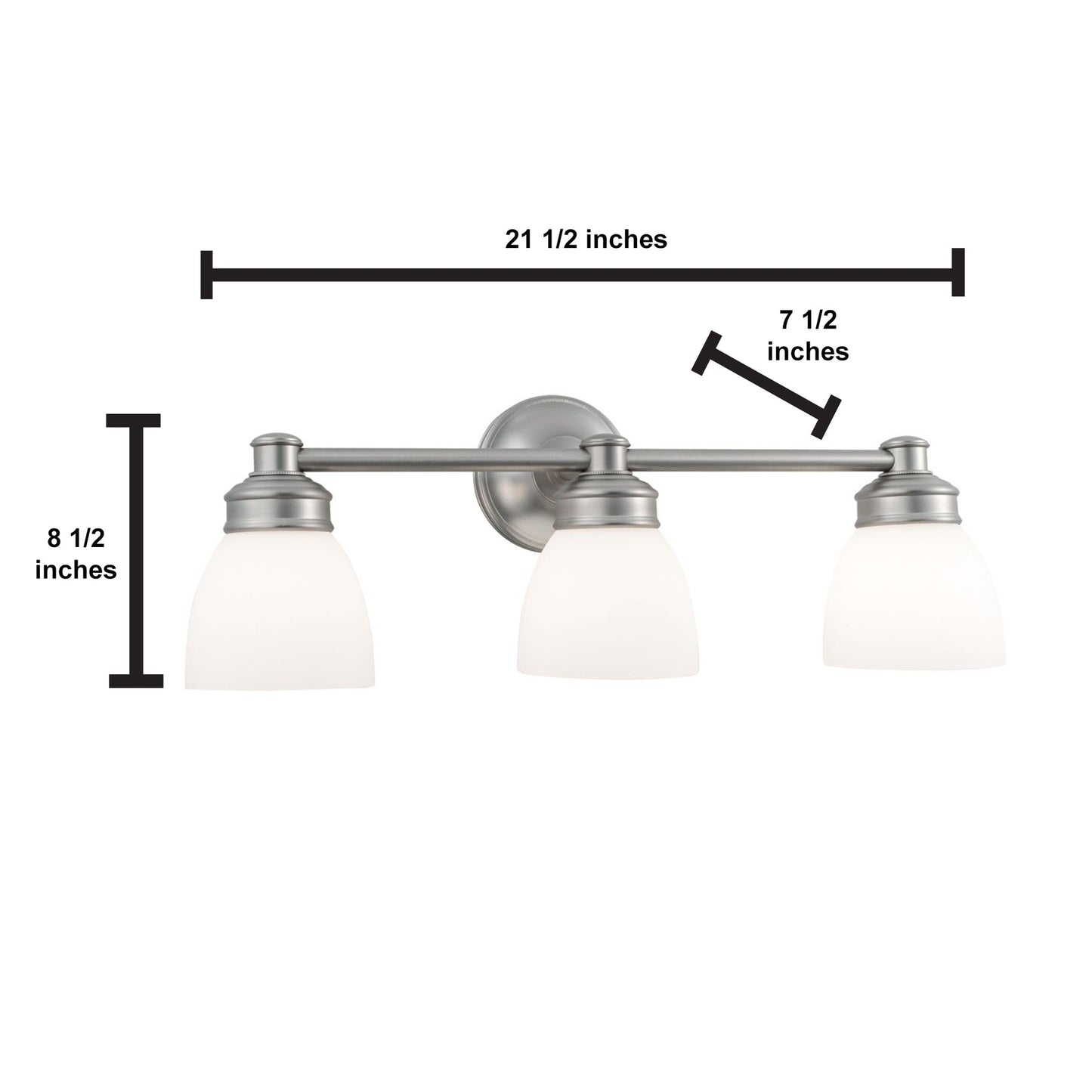 Norwell Lighting Spencer 9" x 5" 3-Light Sconce Chrome Vanity Light With Opal Glass Diffuser