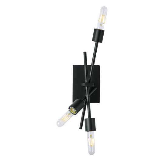Norwell Lighting Stick 7" 3-Light Matte Black Indoor Wall Light