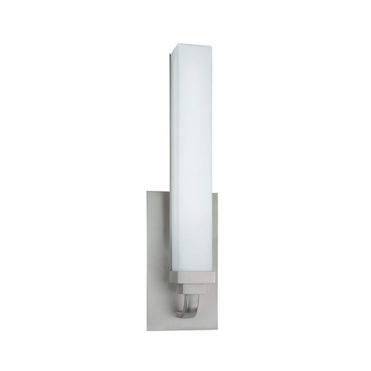 Norwell Lighting Tetris 16" x 4" 1-Light Brushed Nickel LED Vanity Sconce With Matte Opal Diffuser