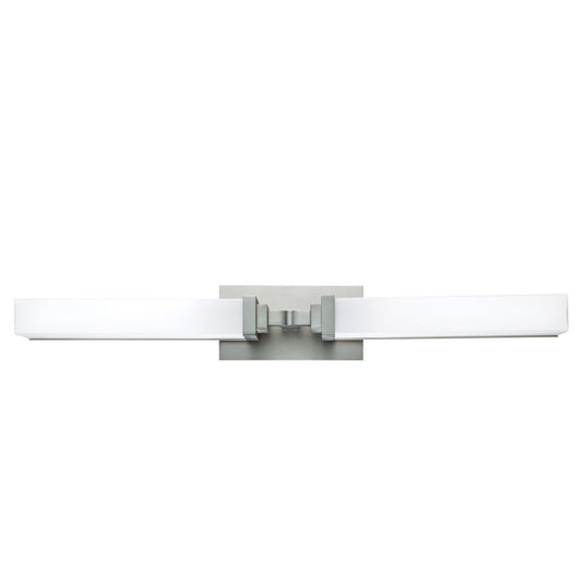 Norwell Lighting Tetris 30" x 4" 2-Light Brushed Nickel LED Vanity Double Sconce With Matte Opal Diffuser