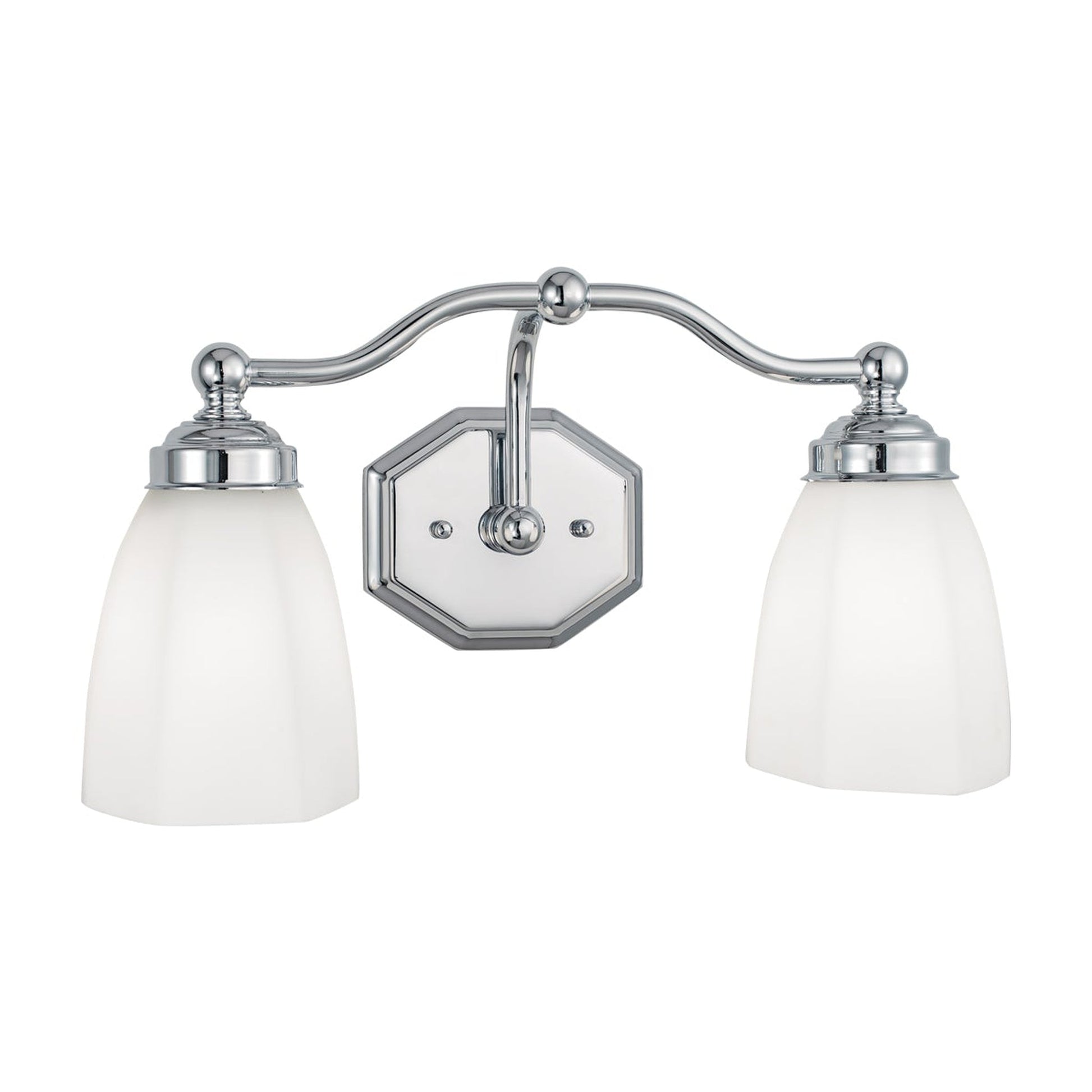Norwell Lighting Trevi 8" x 17" 2-Light Chrome Vanity Wall Sconce With Hexagonal Opal Diffuser