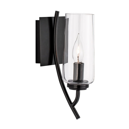 Norwell Lighting Tulip 12" x 5" 1-Light Sconce Acid Dipped Black Indoor Wall Light With Clear Glass Diffuser