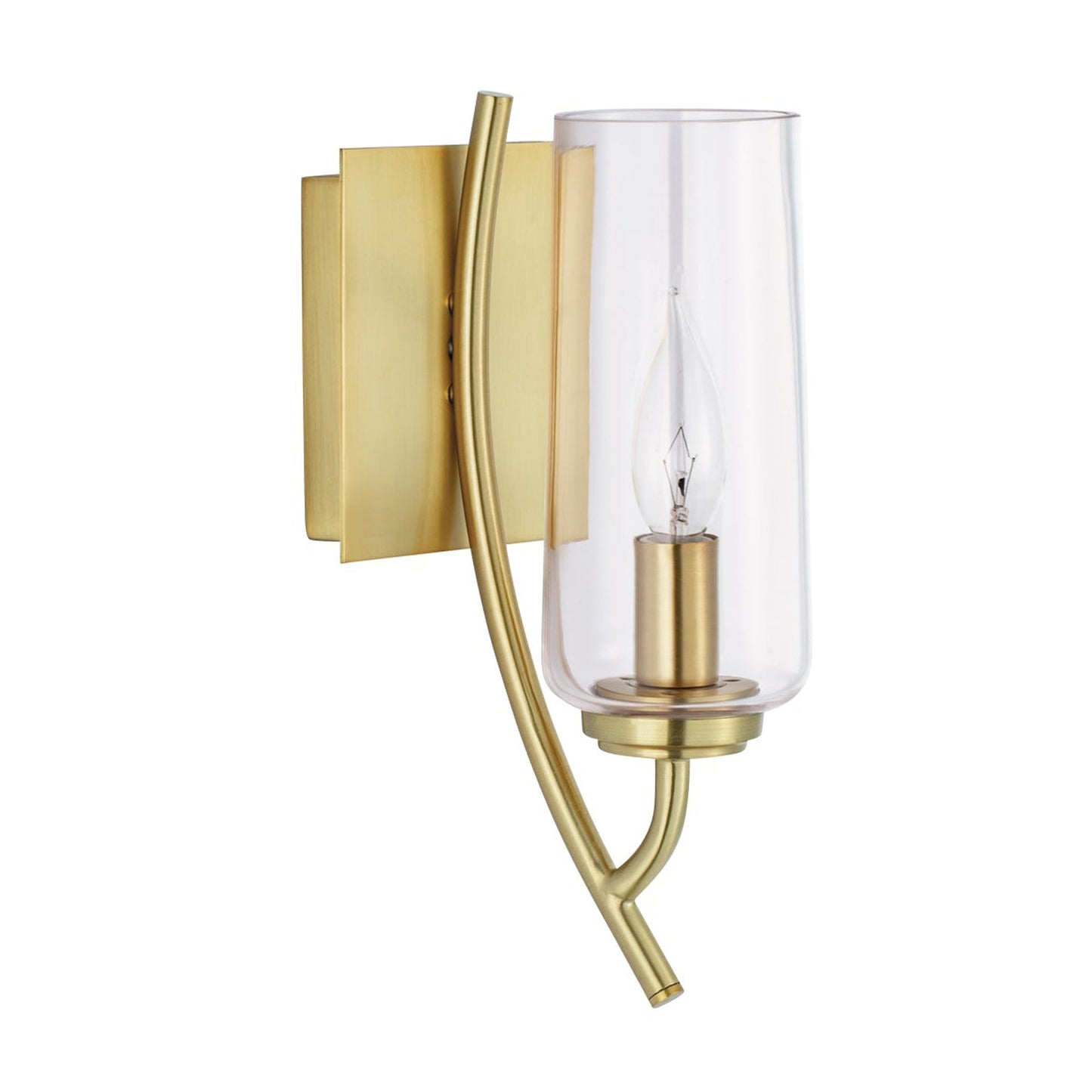 Norwell Lighting Tulip 12" x 5" 1-Light Sconce Satin Brass Indoor Wall Light With Clear Glass Diffuser