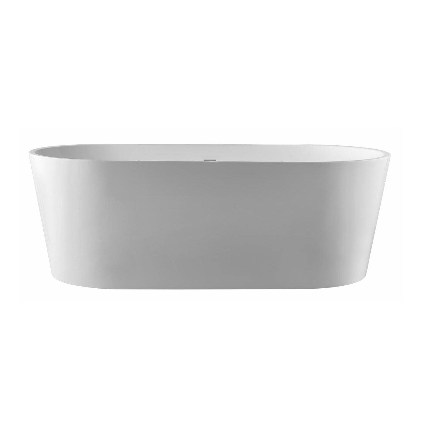 PULSE ShowerSpas 59" W x 30" D Polished White Acrylic Oval Freestanding Tub With Overflow and Stainless Steel Brackets