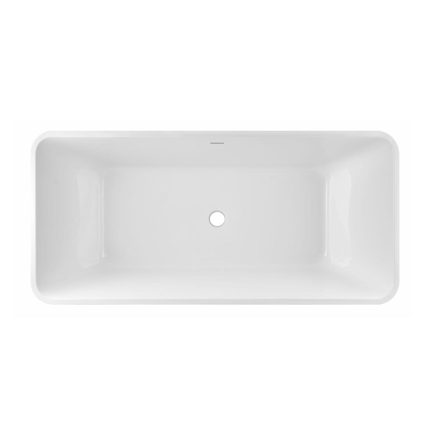 PULSE ShowerSpas 59" W x 30" D Polished White Acrylic Rectangular Freestanding Tub With Overflow and Stainless Steel Brackets