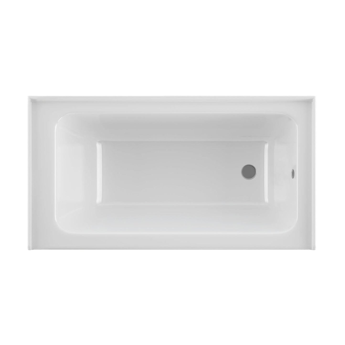 PULSE ShowerSpas 60" W x 30" D Rectangular Glossy White Acrylic Finish Right Drain Placement Alcove Tub