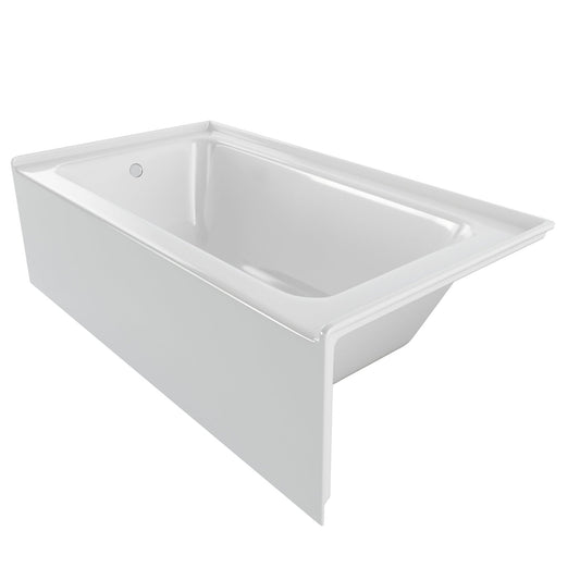 PULSE ShowerSpas 60" W x 32" D Rectangular Glossy White Acrylic Finish Left Drain Placement Alcove Tub