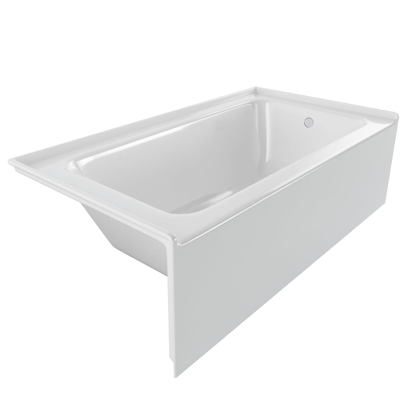 PULSE ShowerSpas 60" W x 32" D Rectangular Glossy White Acrylic Right Drain Placement Alcove Tub