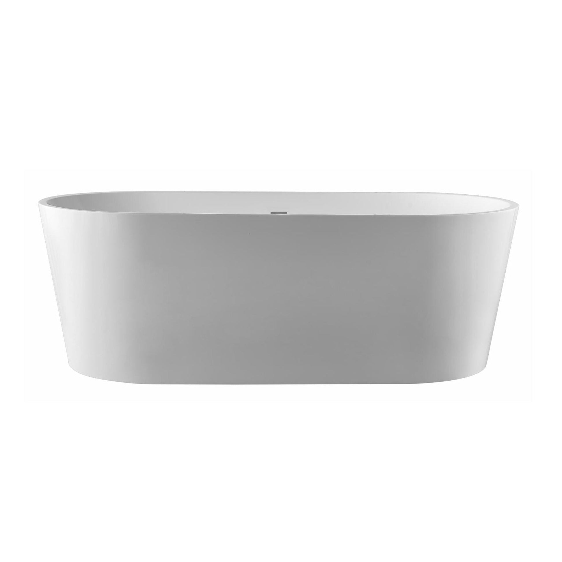 PULSE ShowerSpas 67" W x 32" D Polished White Acrylic Oval Freestanding Tub With Overflow and Stainless Steel Brackets