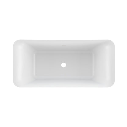 PULSE ShowerSpas 67" W x 32" D Polished White Acrylic Rectangular Freestanding Tub With Overflow and Stainless Steel Brackets