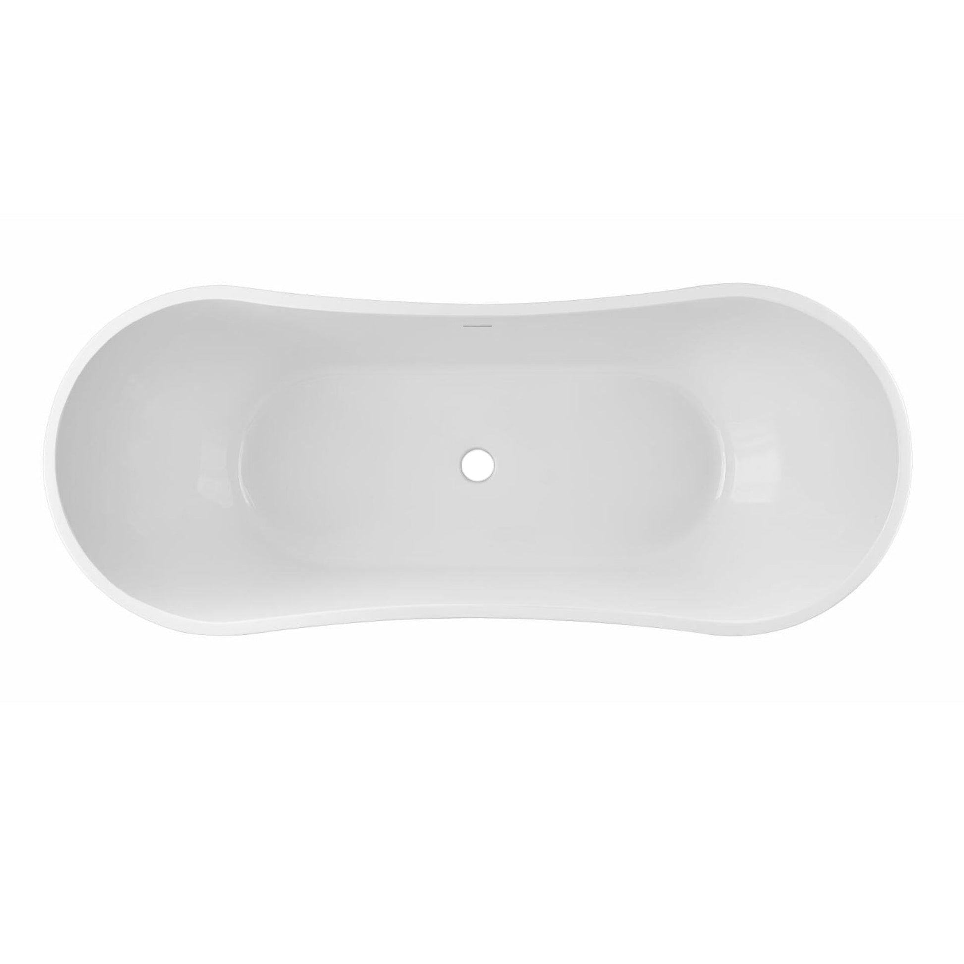 PULSE ShowerSpas 71" W x 29" D Polished White Acrylic Oval Freestanding Tub With Overflow and Stainless Steel Brackets