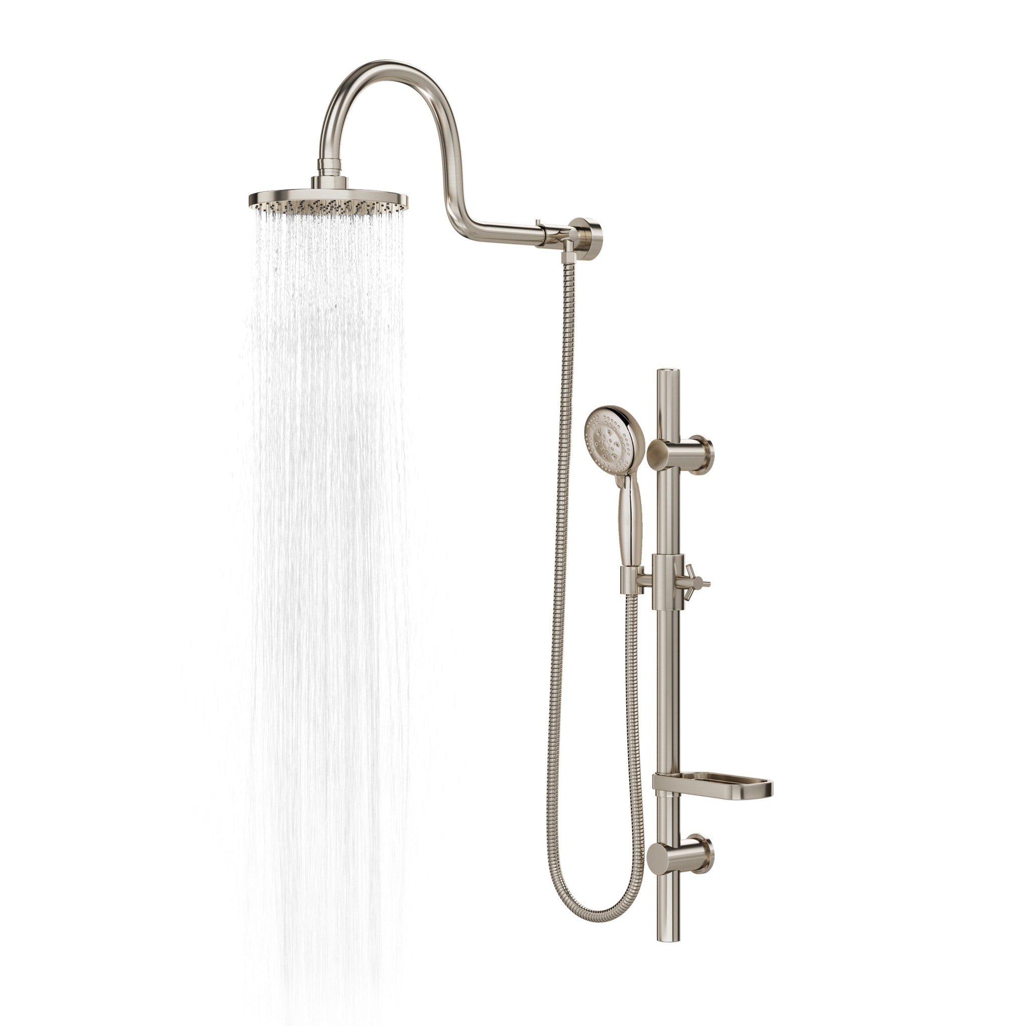 Gooseneck Bathroom Shower Set With Hand Held Shower