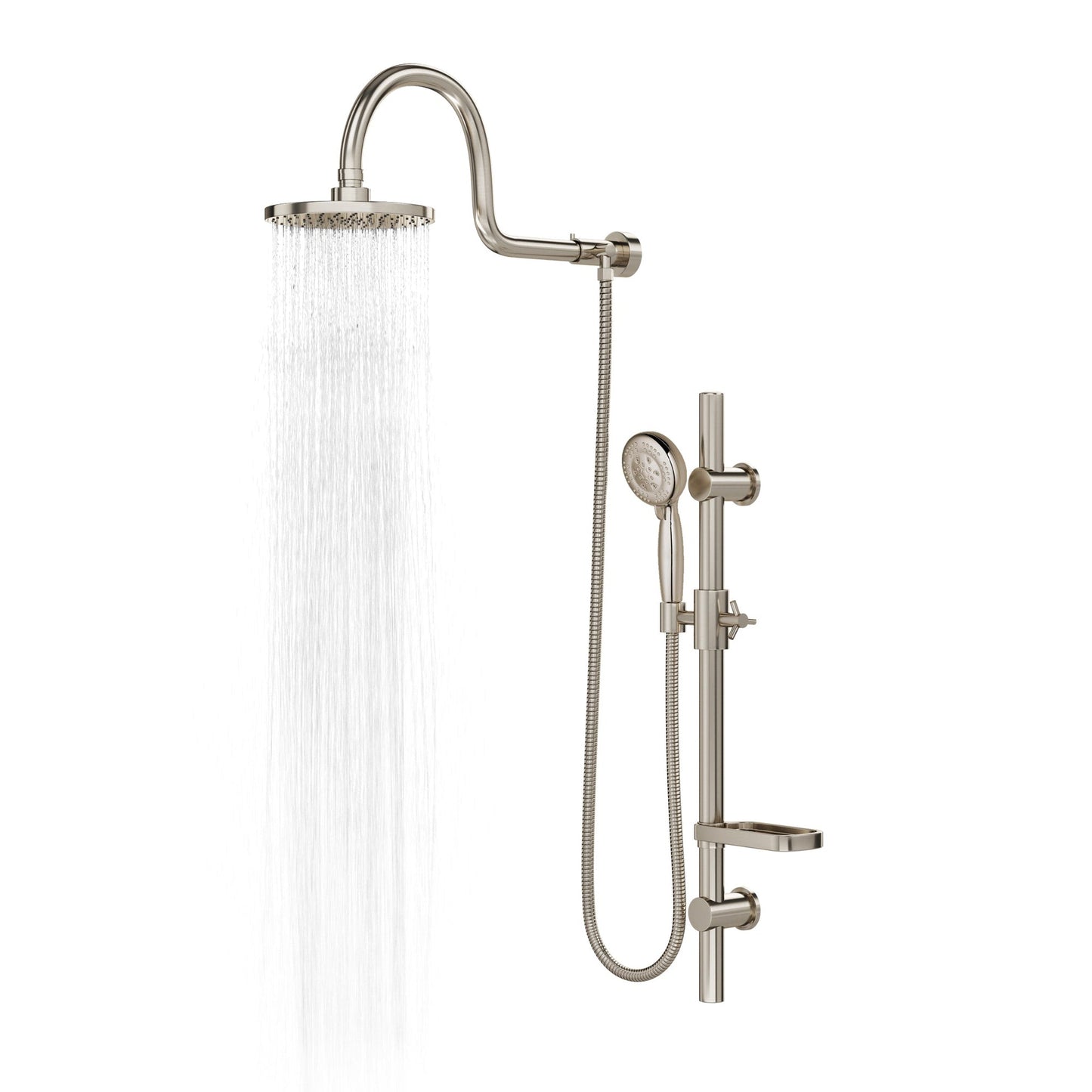 PULSE ShowerSpas AquaRain 2.5 GPM Shower System in Brushed Nickel Finish With Rain Shower Head and 5-Function Handheld Shower