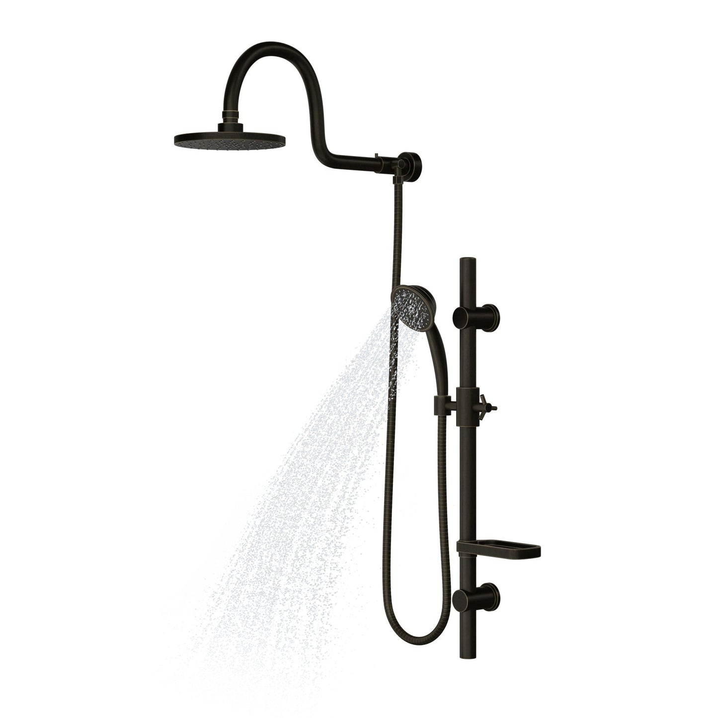 PULSE ShowerSpas AquaRain 2.5 GPM Shower System in Oil Rubbed Bronze Finish With Rain Shower Head and 5-Function Handheld Shower