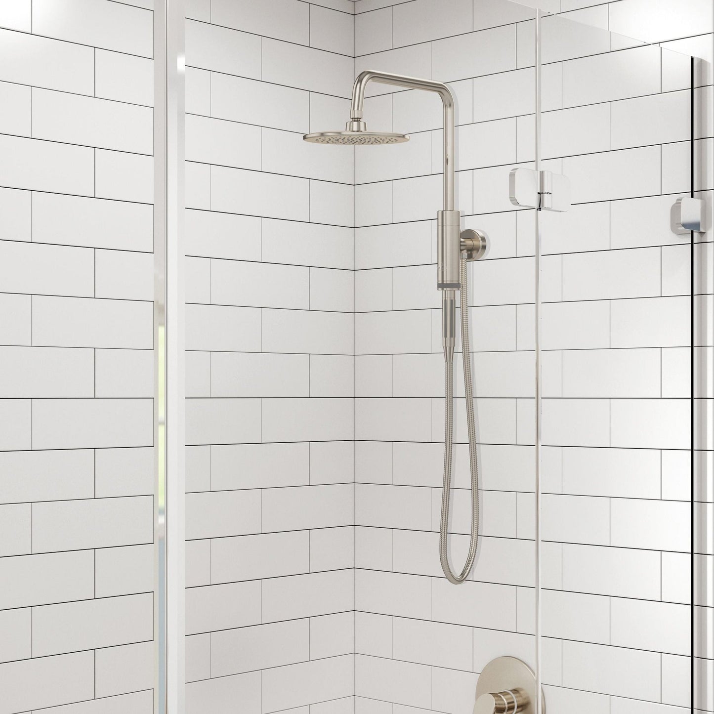 PULSE ShowerSpas Aquarius 2.5 GPM Shower System in Brushed Nickel Finish With Rain Shower Head and Single Function Hand Shower