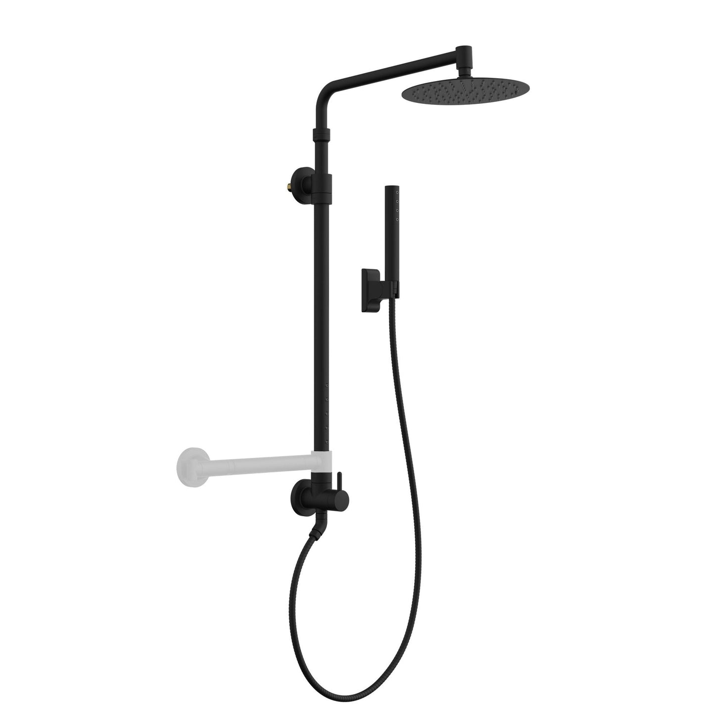 PULSE ShowerSpas Atlantis 2.5 GPM Rain Shower System in Matte Black Finish With 5-Power Nozzle and Single Function Hand Shower