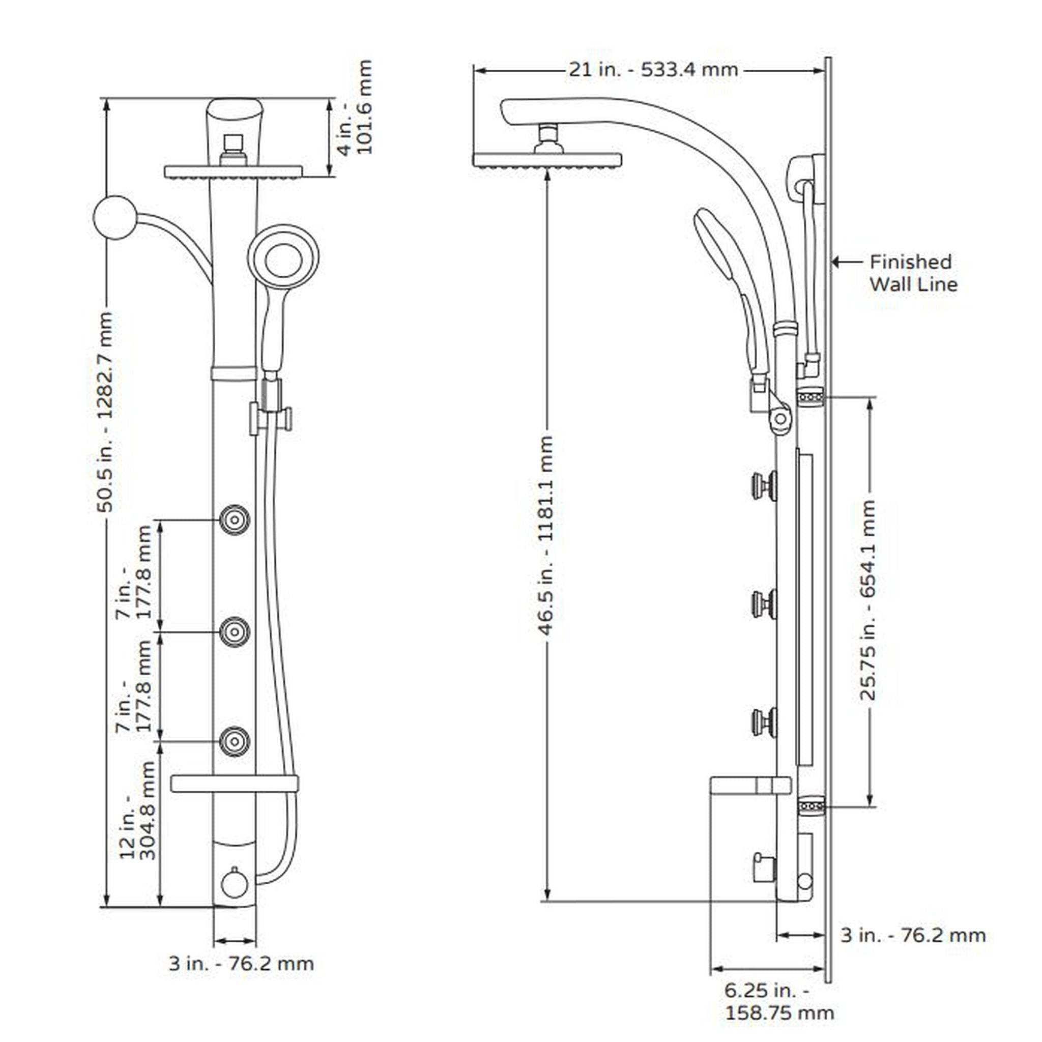 PULSE ShowerSpas Bonzai 2.5 GPM Rain Shower System in Black Aluminum F