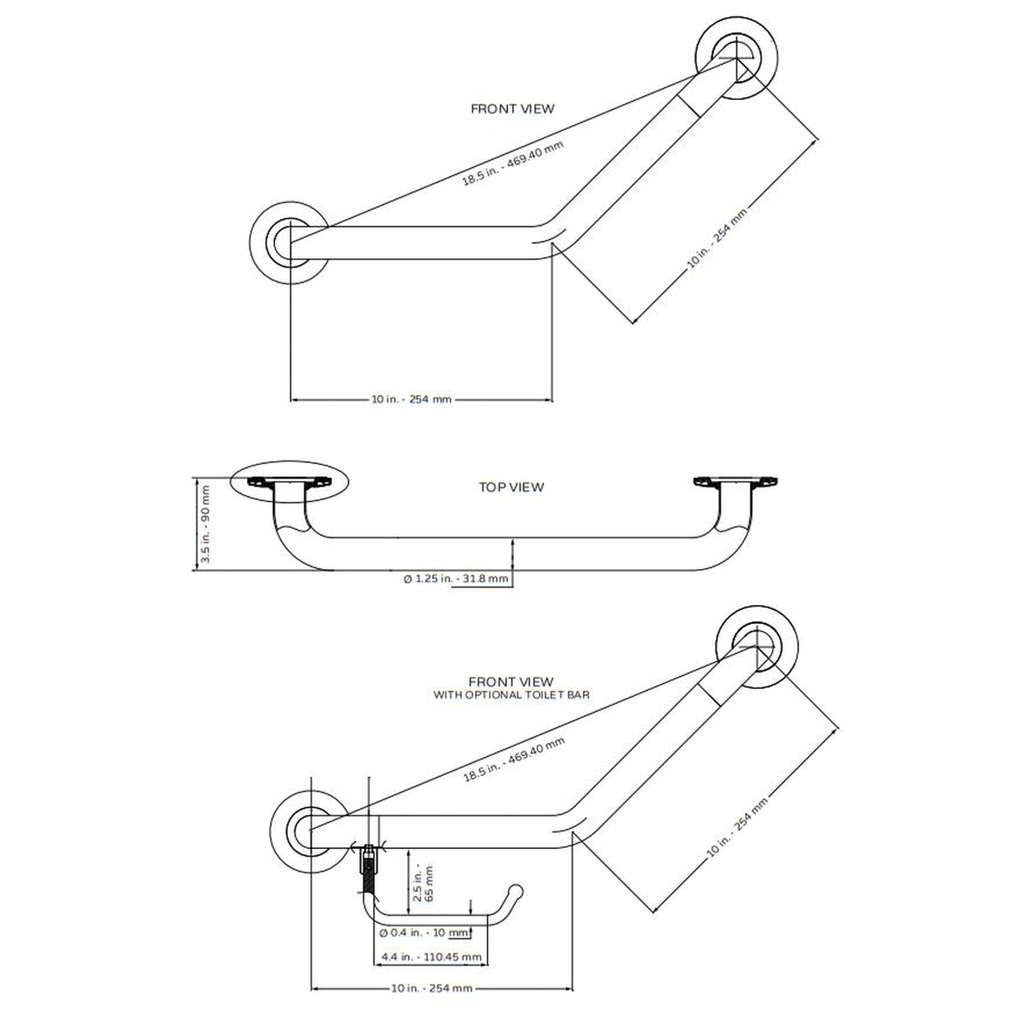 PULSE ShowerSpas Ergo Angle Bar in Oil Rubbed Bronze