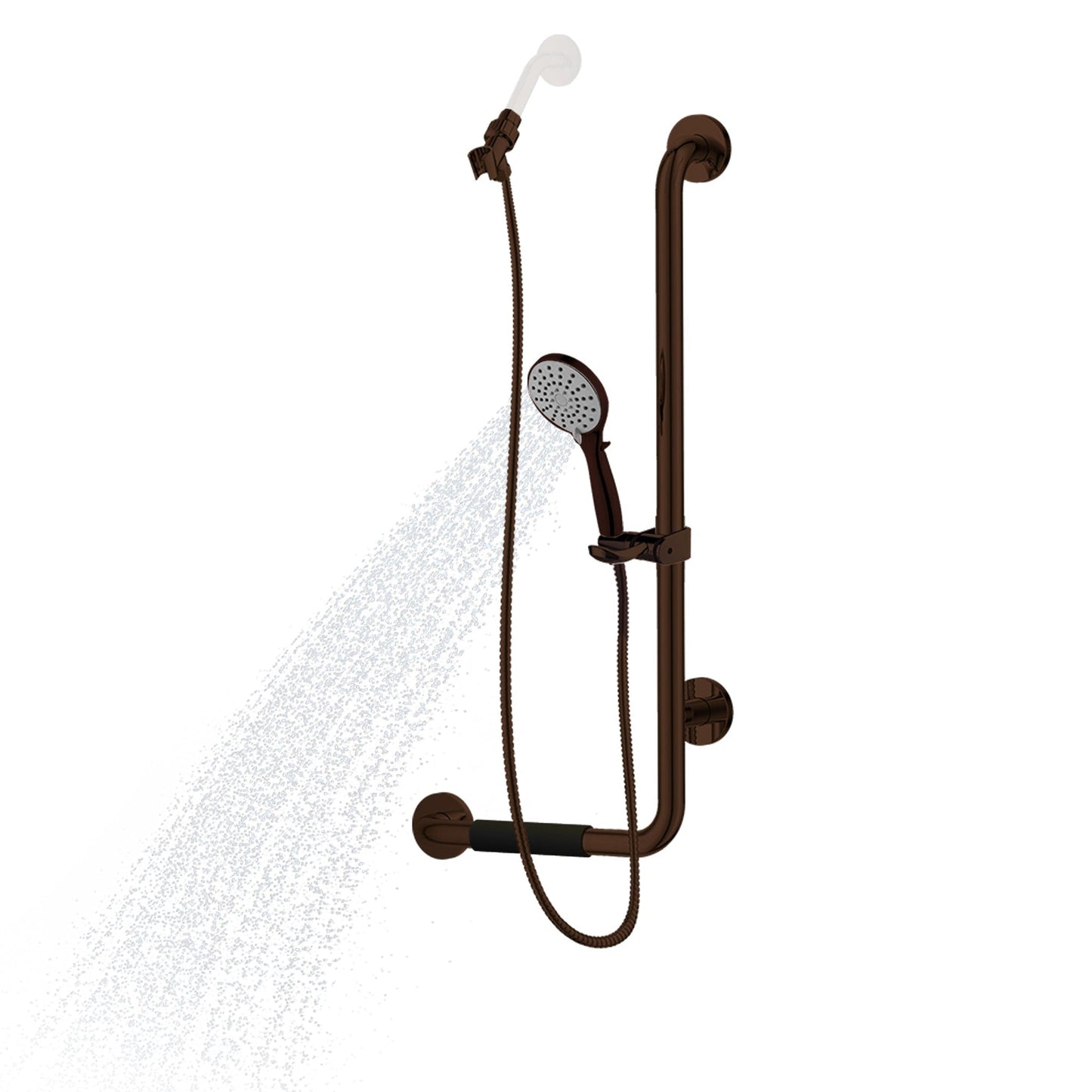 PULSE ShowerSpas Ergo Slide Bar Slide Bar and Grab Bar Right Installation in Oil Rubbed Bronze With Multi Function Hand Shower