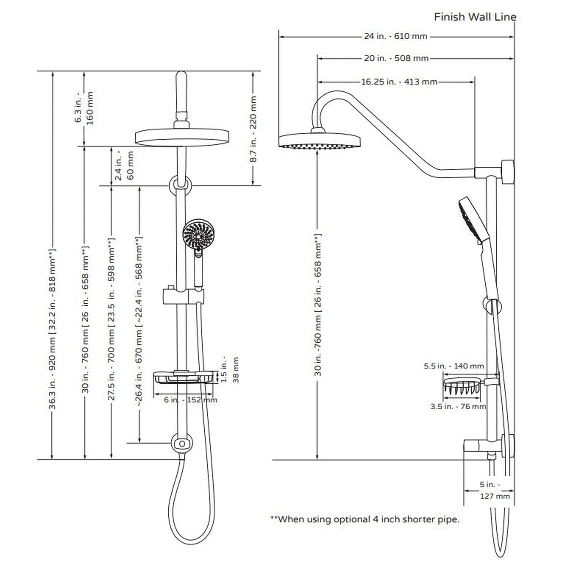 PULSE ShowerSpas Kauai III 1.8 GPM Rain Shower System in Chrome Finish With 5-Function Hand Shower