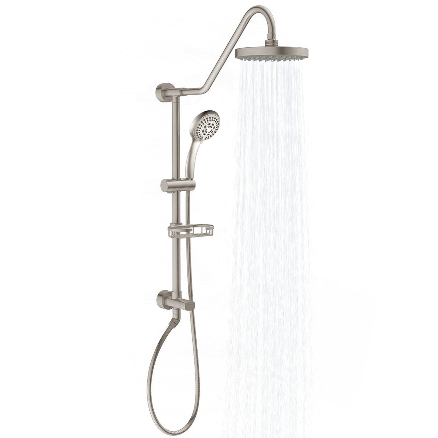 PULSE ShowerSpas Kauai III 2.5 GPM Rain Shower System in Brushed Nickel Finish With 5-Function Hand Shower