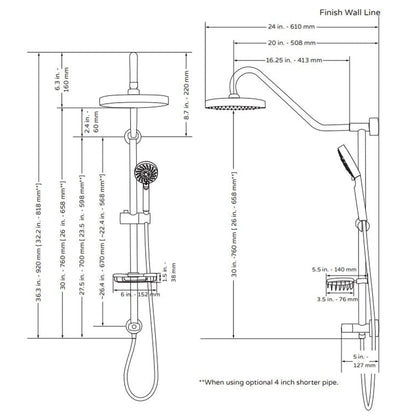 PULSE ShowerSpas Kauai III 2.5 GPM Rain Shower System in Chrome Finish With 5-Function Hand Shower