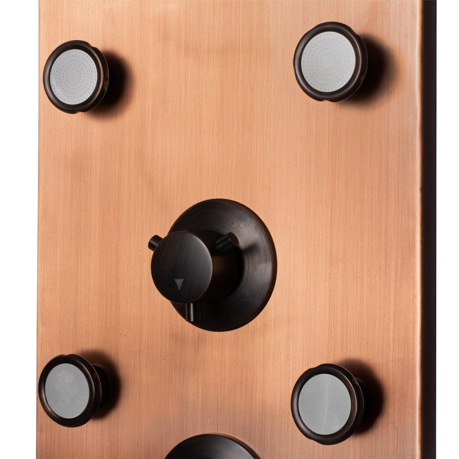 PULSE ShowerSpas La Mesa 52" Rain Shower Panel in Brushed Copper Finish With 6 Single Function Silk Spray Jets and Multi Function Hand Shower