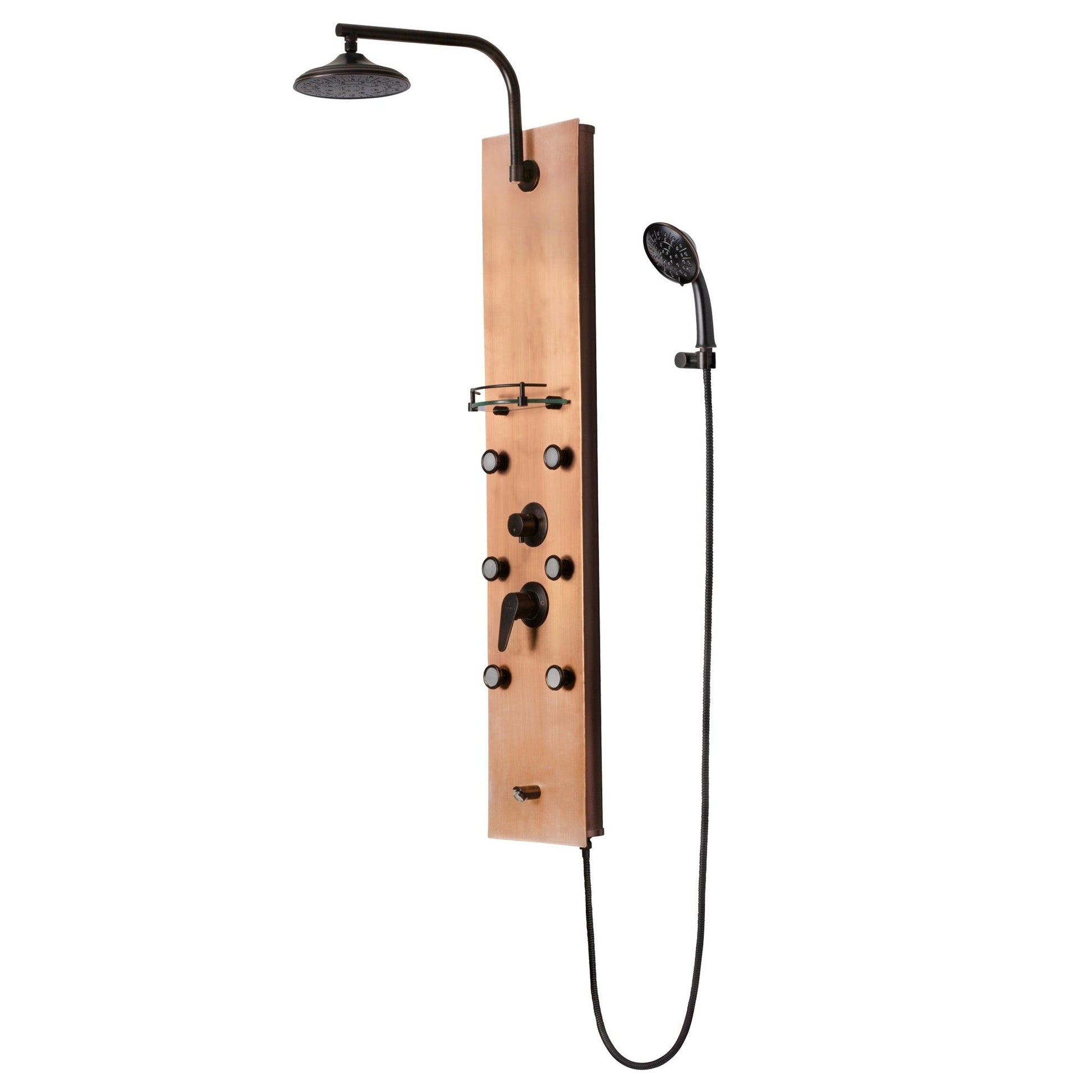 PULSE ShowerSpas La Mesa 52" Rain Shower Panel in Brushed Copper Finish With 6 Single Function Silk Spray Jets and Multi Function Hand Shower