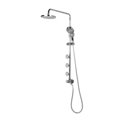 PULSE ShowerSpas Lanikai 1.8 GPM Rain Shower System in Chrome Finish With 3-Power Spray Body Jet and 5-Function Hand Shower
