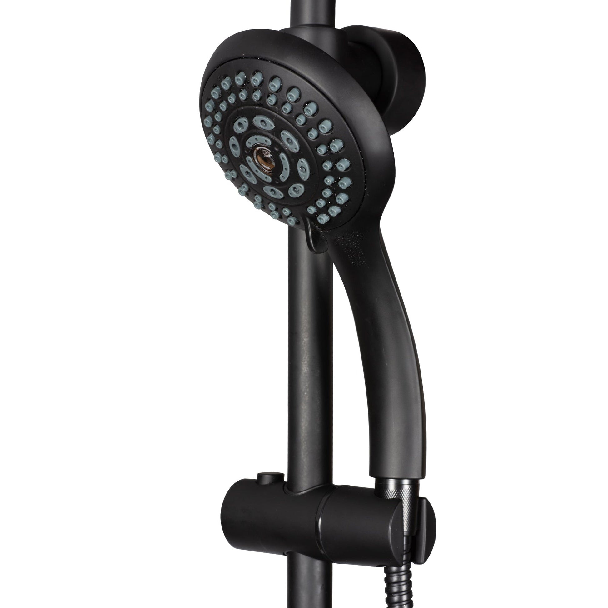 PULSE ShowerSpas Lanikai 1.8 GPM Rain Shower System in Matte Black Finish With 3-Power Spray Body Jet and 5-Function Hand Shower