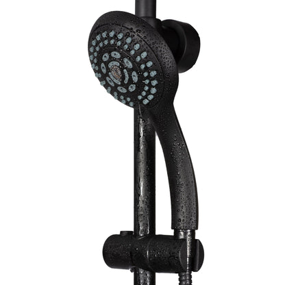 PULSE ShowerSpas Lanikai 1.8 GPM Rain Shower System in Matte Black Finish With 3-Power Spray Body Jet and 5-Function Hand Shower