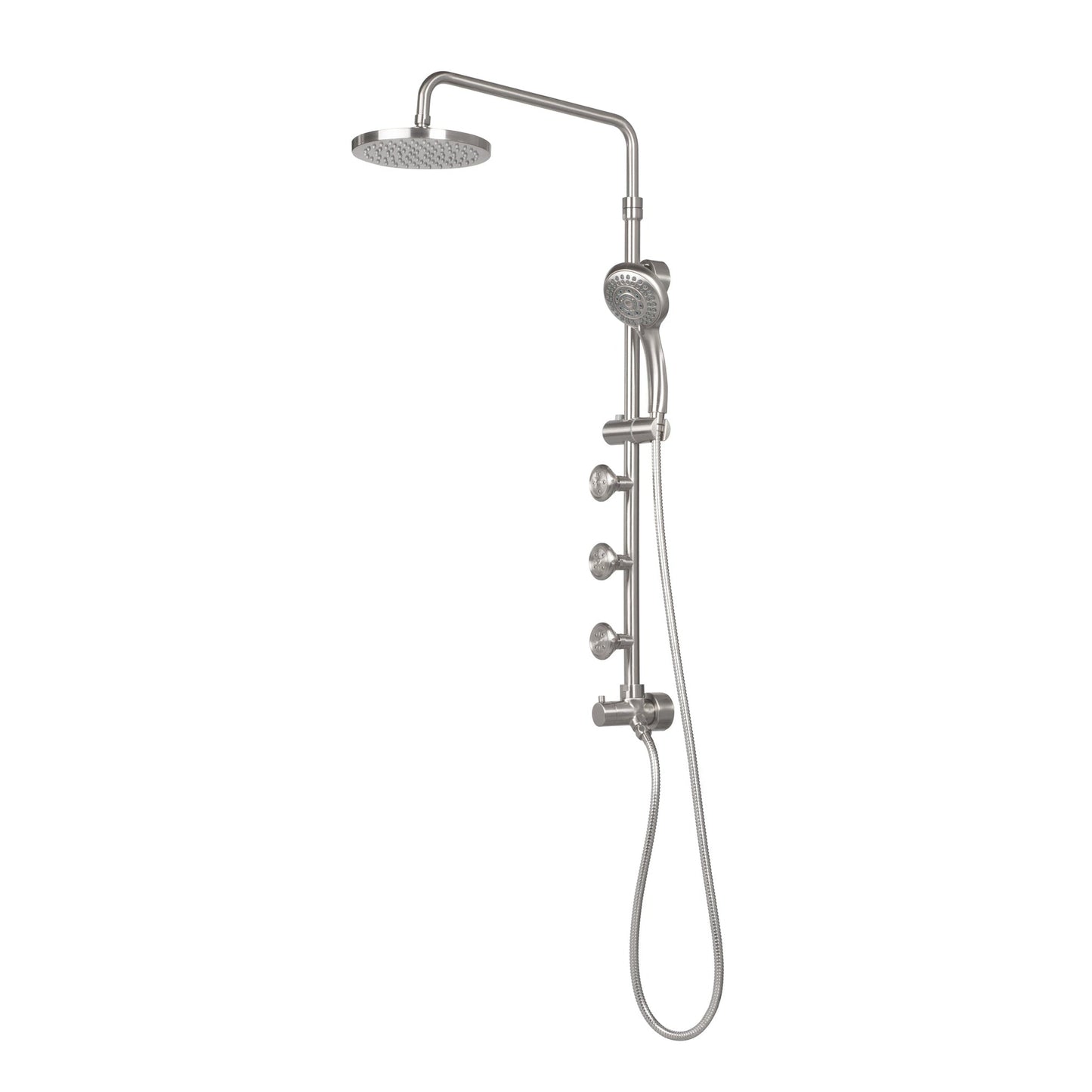 PULSE ShowerSpas Lanikai 2.5 GPM Rain Shower System in Brushed Nickel Finish With 3-Power Spray Body Jet and 5-Function Hand Shower