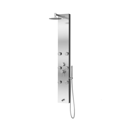 PULSE ShowerSpas Monterey 59" Rain Shower Panel 1.8 GPM in Brushed Stainless Steel Finish With 6-Silk Spray Body Jet and Hand Shower